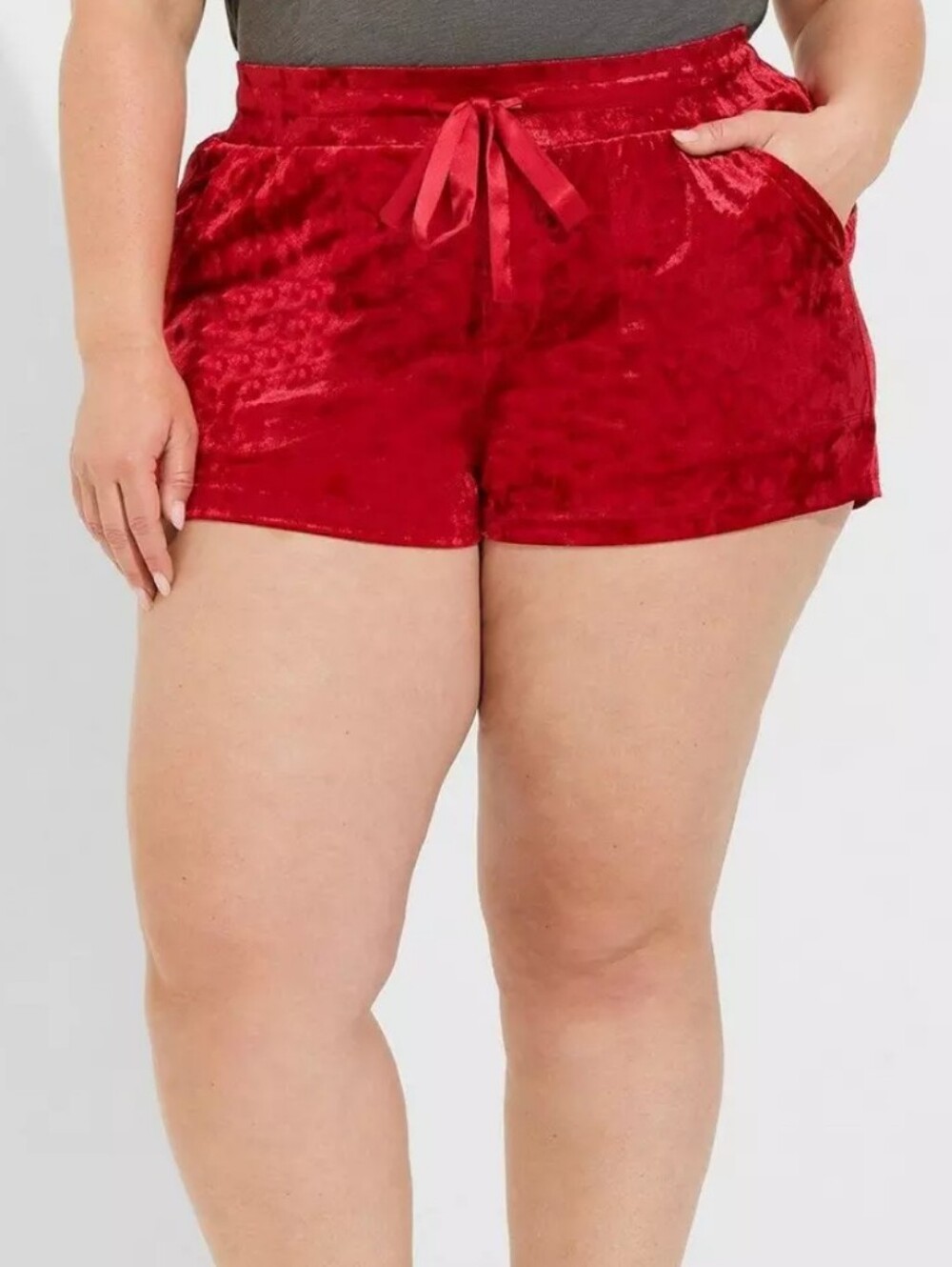 torrid Red Crushed Velour Lounge Shorts